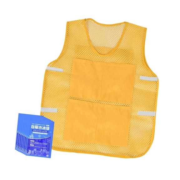 Colaxi Cooling Vest Portable with 8 Ice Packs for Hot Weather Work Gardening Men Women Yellow