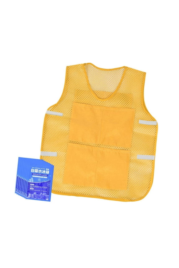 Cooling Vest Portable with 8 Ice Packs for Hot Weather Work Gardening Men Women Yellow