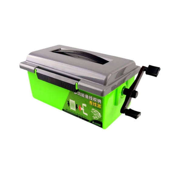 Colaxi Fishing Box Case Compact Portable with Handle Fishing Accessories Wear Resistant Five Reels Organizer Storage Box Green