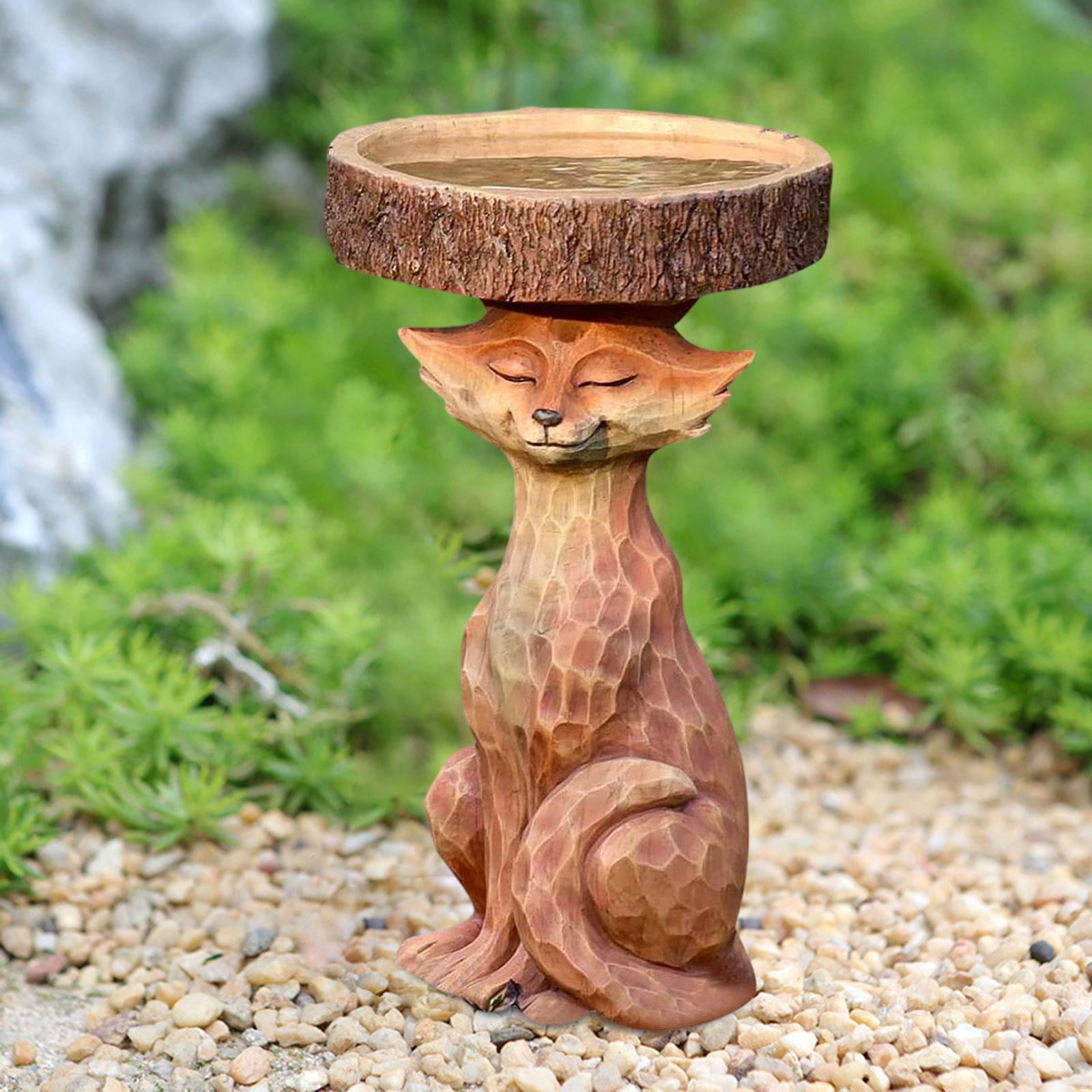Colaxi Garden Bird Bath Bowl Lowrie Statue Figurine Deck Fence Outdoor Lawn Resin Feeder Animal Sculpture for Courtyard Railing Yard