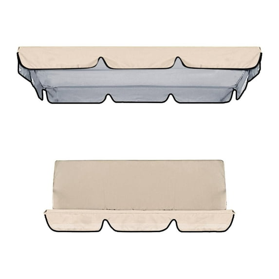 Colaxi Garden Swing Chair Canopy Cover Kit Sunproof Accessories Easily Install for Lawn Yard Top Cover and Cushion Cover Replacement Beige