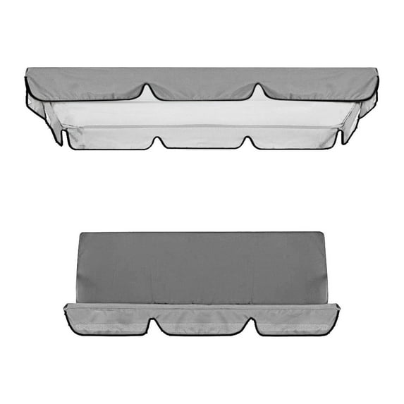 Colaxi Garden Swing Chair Canopy Cover Kit Sunproof Accessories Easily Install for Lawn Yard Top Cover and Cushion Cover Replacement Grey