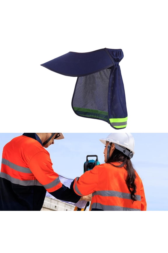 Hard Hat Shade Wide Brim,Lightweight Comfortable with Reflective Strip Neck Cover for Outside,Safe Helmet,Summer Blue Black