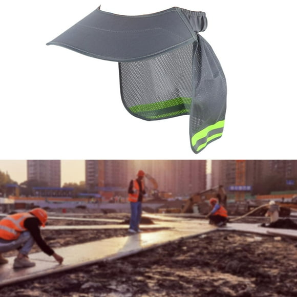 Colaxi Hard Hat Shade Wide Brim,Lightweight Comfortable with Reflective Strip Neck Cover for Outside,Safe Helmet,Summer Gray