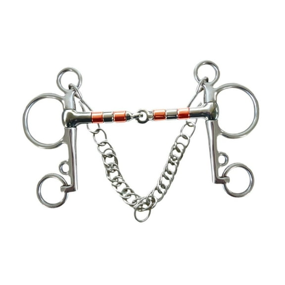 Colaxi Horse Bit Mouth Bit Equestrian Walking Horse Bit Riding Snaffle Full Cheek Bit with Curb Chain Horse Snaffle Bit 135mm