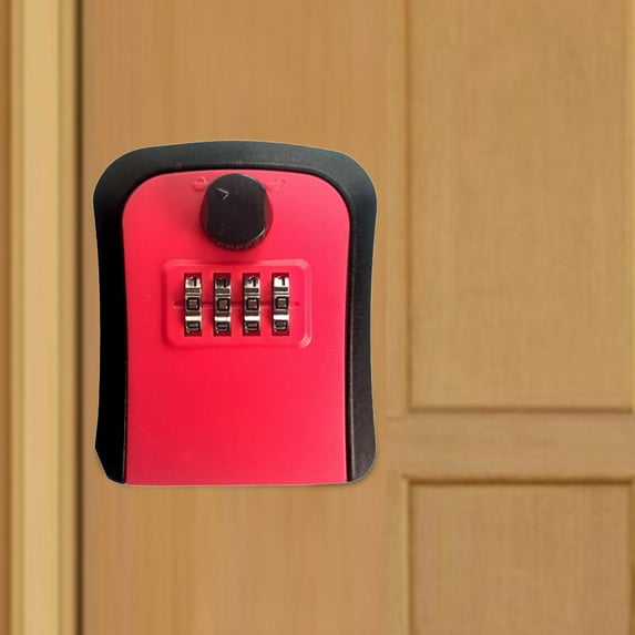 Colaxi Key Lock Box Password Box 4 Digit Code Resettable Key Storage Box Security Lock Box for Store Apartment Outdoor Residential Real Estate Agent Red