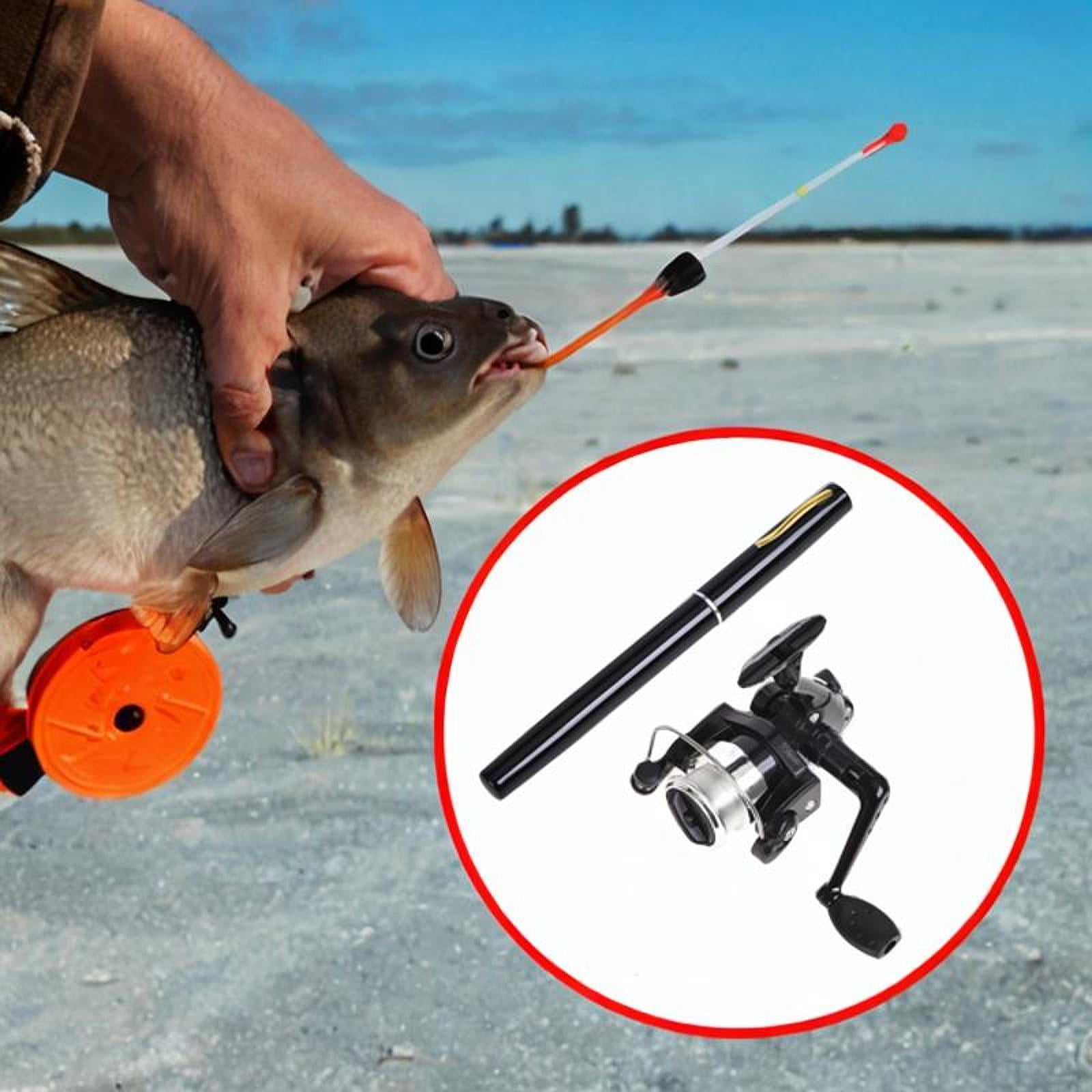 Colaxi Mini Fishing Rod Reel Combo, Mini Pen Fishing Pole Gift with Line Portable Fishing Reel for Outdoor Saltwater Freshwater Boys Black