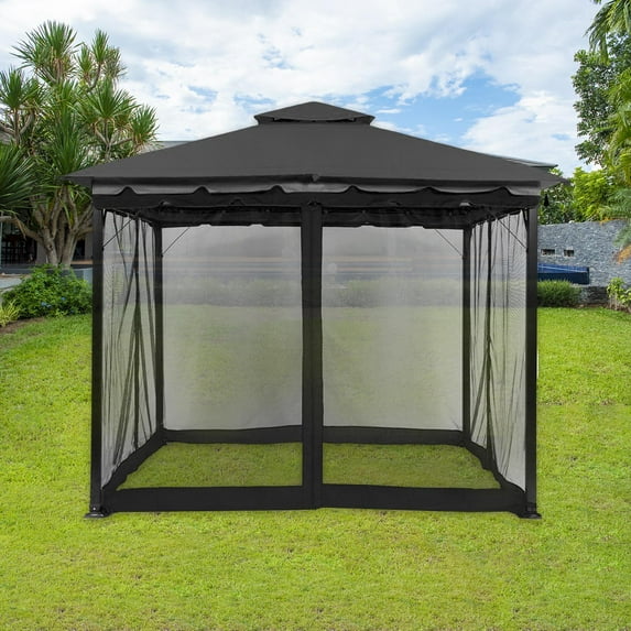 Colaxi Outside Canopy Outdoors Gazebo Netting Large Easily Set up Rectangle Camping Net Rectangular Foldable Outdoor Summer Nets Shelters Screen Tents black 10x10FT