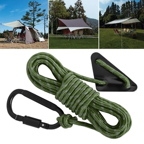 Colaxi Reflective Tent guyline Tent Rope 5mm Thickened Guy Lines with Tensioner Wind Rope Tent Cord for Outdoor Activity Backpacking Dark Green