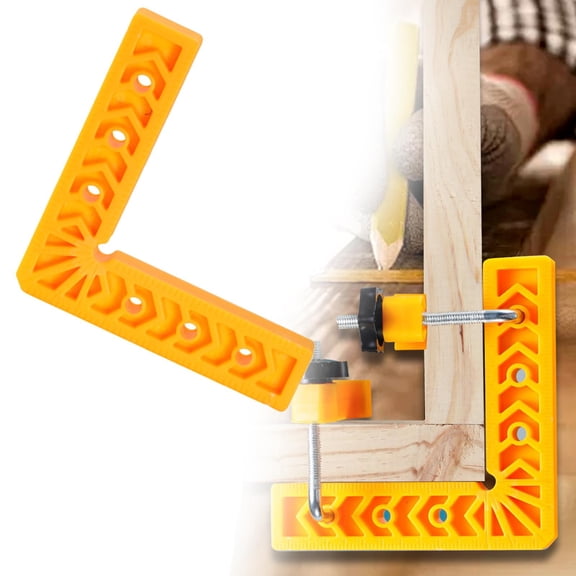 Colaxi Right Angle Clamp Carpenter Clamping Tool Orange Thicken Design Precision Right Angle Square Tool for Shelves Picture Frames 4 Inch