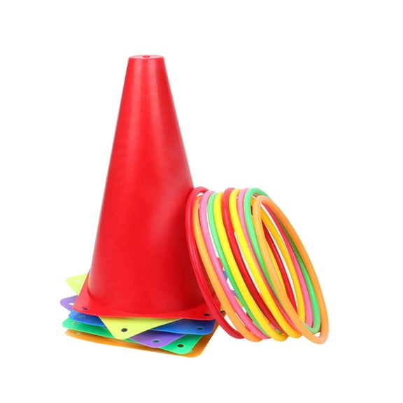 Colaxi Rings Toss Game Carnival Game 9 inch Traffic Adults Backyard Game Cones and Rings Game for Supplies