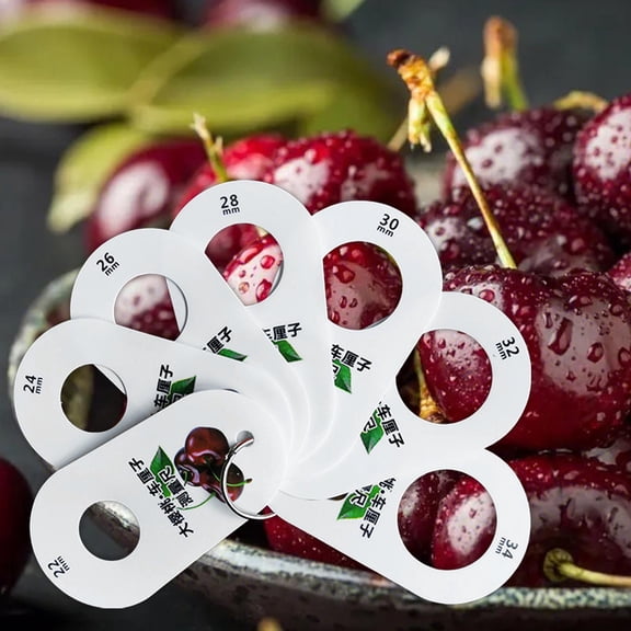 Colaxi Ruler for Fruits Cherry Measuring Ruler, 7 Holes, Universal Diameter Gauge, Fruit Circle Caliper Measuring Ruler for