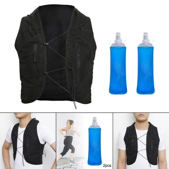 Colaxi Running Vest Backpack with 2pcs 500ml Soft Flasks Running Gear M M