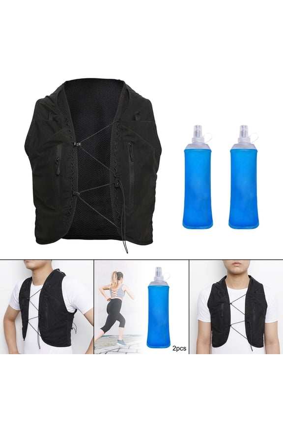 Running Vest Backpack with 2pcs 500ml Soft Flasks Running Gear XL