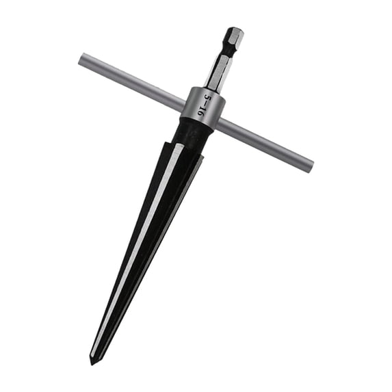 Colaxi T-Handle Taper Reamer, 6 Groove Chamfer Reamer for Guitar, Hex Shank Heavy Duty Bridge Pin Hole Taper Reamer for Board Wood 5 to 16mm