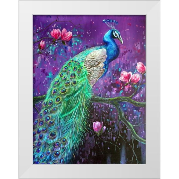Colberg, Lisa 12x14 White Modern Wood Framed Museum Art Print Titled - Botanical Peacock 1