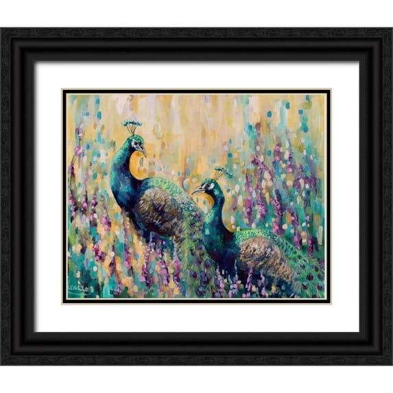 Colberg, Lisa 18x15 Black Ornate Wood Framed with Double Matting Museum Art Print Titled - Peacocks In The Field 1