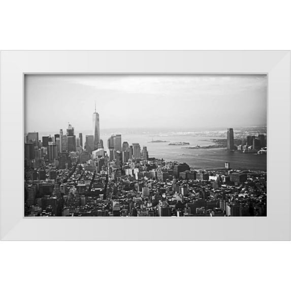 Colberg, Lisa 32x20 White Modern Wood Framed Museum Art Print Titled - A Fly Over The City 1