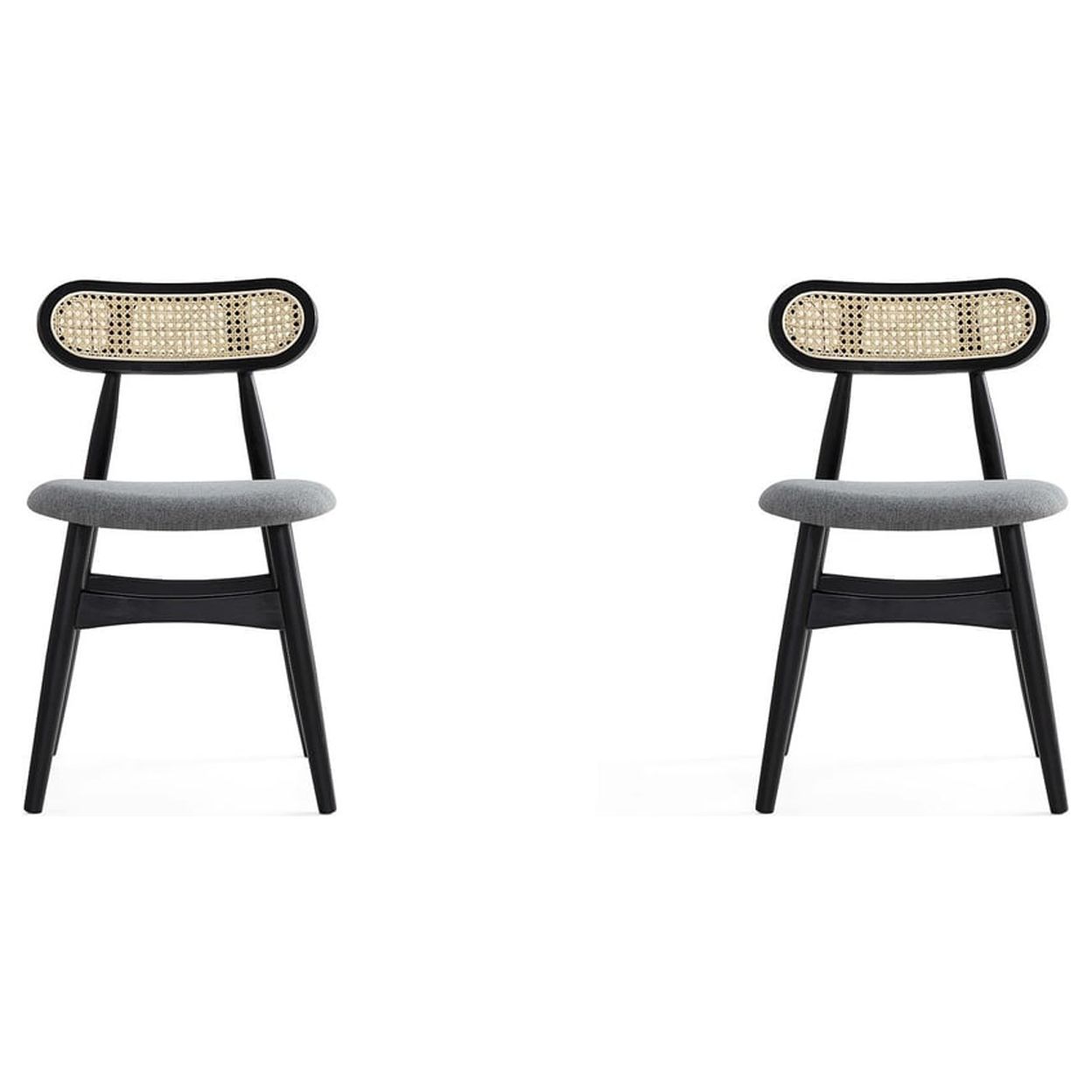 High Gray Wood and Cane Side Chair