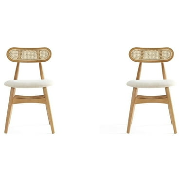 Colbert Dining Chair in Nature and Cane with Oatmeal Upholstered Seating - Set of 2