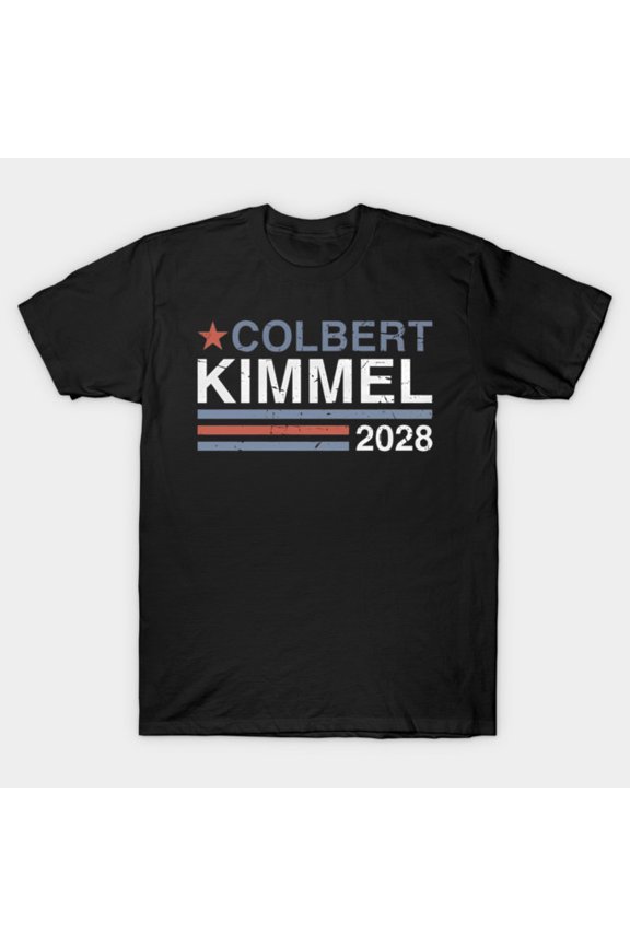 Colbert Kimmel 2028 Political Humor Campaign Parody Unisex T-Shirt, for men & women, up to size 5XL