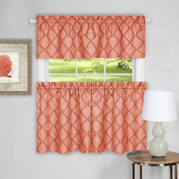 Colby 36" Tier and 14" Valance Kitchen Window Curtain Set