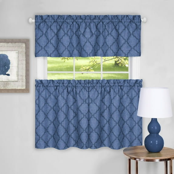 Colby 36" Tier and 14" Valance Kitchen Window Curtain Set