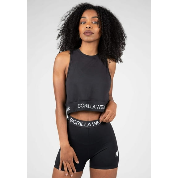 Colby Cropped Tank Top - Black