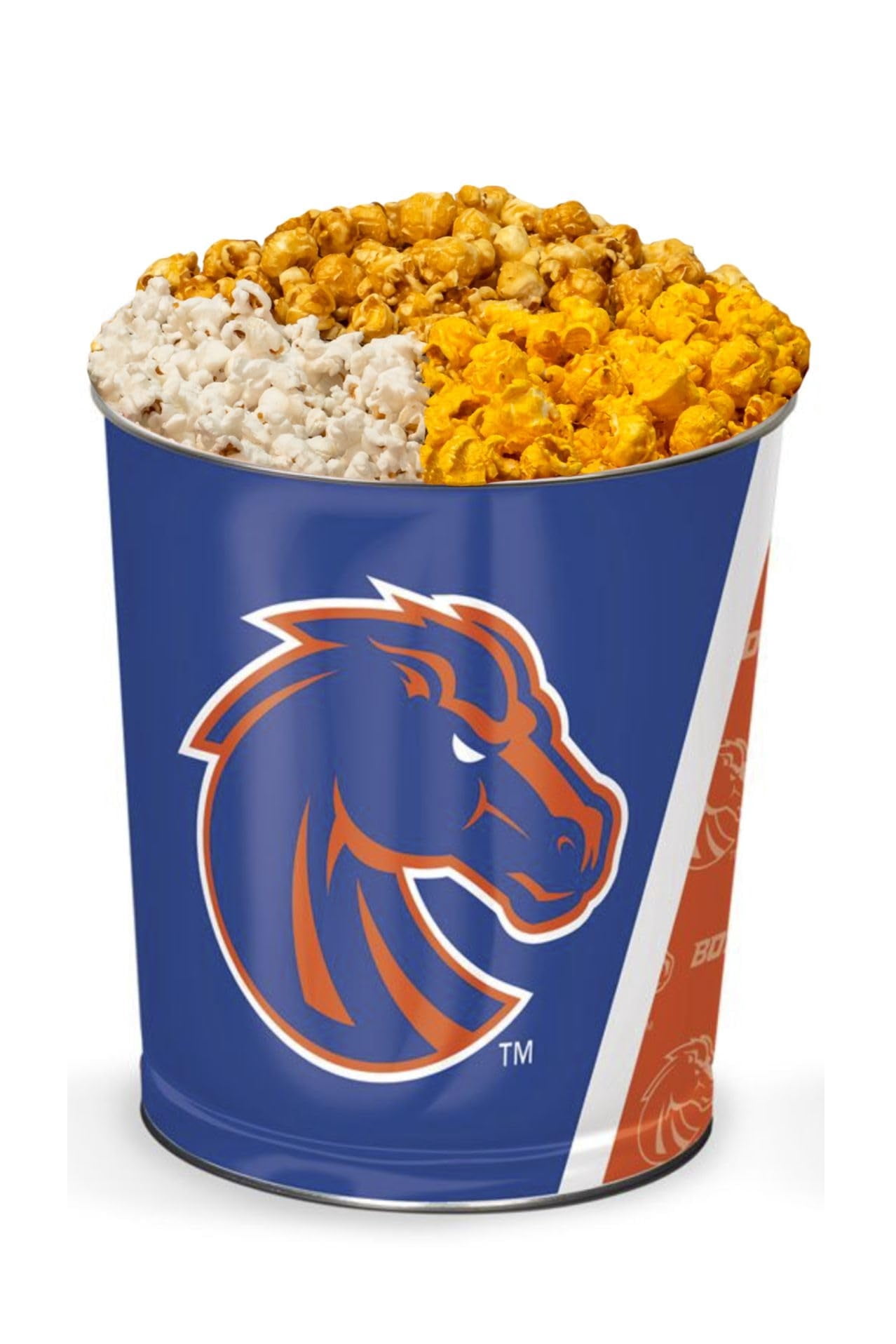 Blue Ridge Popcorn Colby Ridge 3 Way Football Popcorn Tin - White, Caramel, and Cheese ...