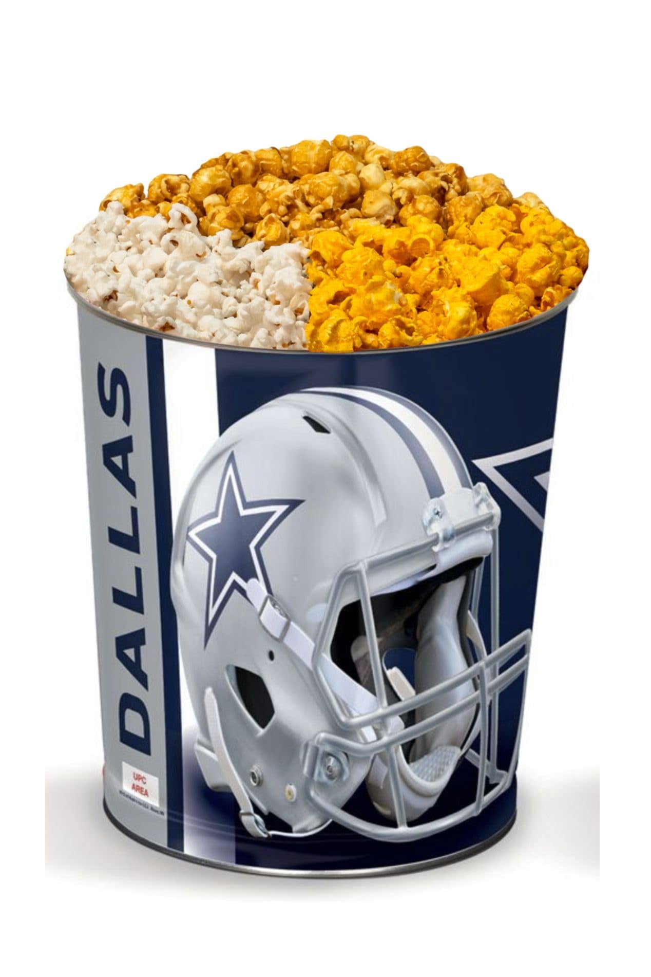 Sports Popcorn Colby Ridge 3 Way Football Popcorn Tin - White, Caramel, and Cheese ...