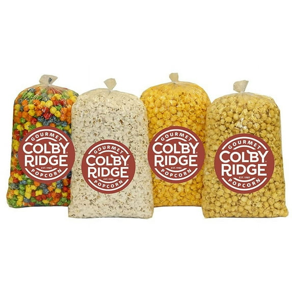 Colby Ridge 8 Gal. (128 Cups) Popped Popcorn Sampler White, Caramel, Cheese, and Rainbow Gift Assortment