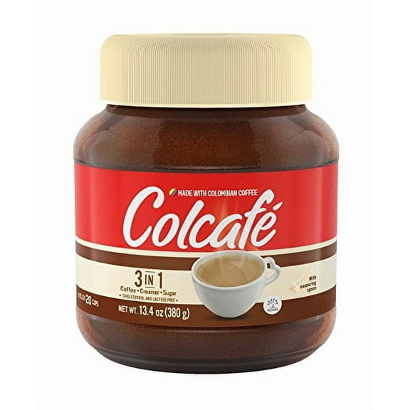 Colcaf 3-in-1 Coffee Mix Jar | Coffee, Cream & Sugar in a Delicious Cup | Cholesterol & Lactose Free| 100% Colombian Coffee | 13.4 Ounce (Pack of 1)