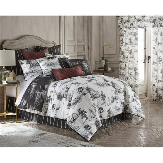 Colcha Linens CL-TO-BF-TW Toile Back In Black Bedskirt 15 in. Drop, Twin & Twin-XL