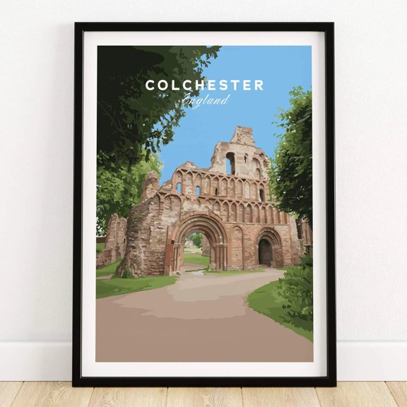 Colchester St Botolphamp39s Priory Print Medieval Norman Ruins Decor