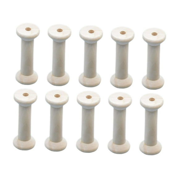 Colcolo 10Pcs Unfinished Wooden Spools Cord Holder for Knitting Accessory