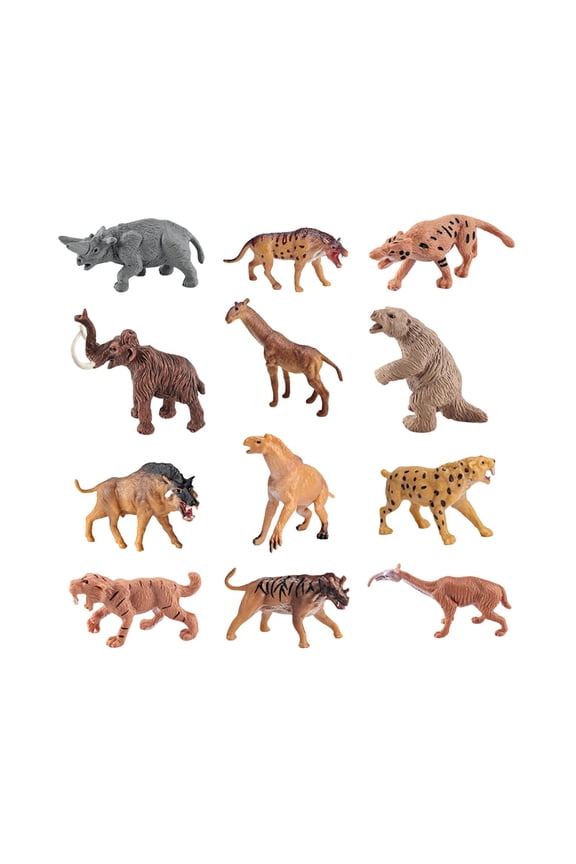 12Pcs Mini Prehistoric Animal Model Educational Toys Primitive Men Model C