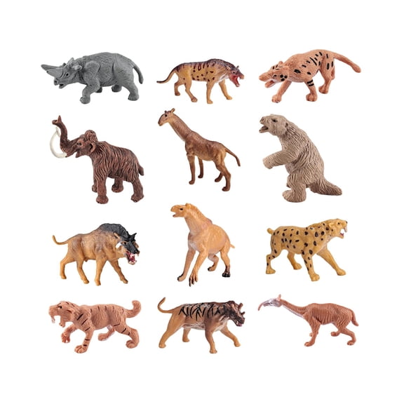 Colcolo 12Pcs Mini Prehistoric Animal Model Educational Toys Primitive Men Model C
