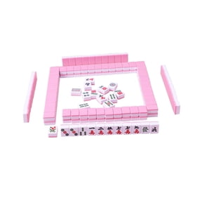 Colcolo 144Pcs Mini Mahjong Tiles Table Activities Supplies Chinese Version Game Set Pink
