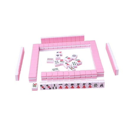 Colcolo 144Pcs Mini Mahjong Tiles Table Activities Supplies Chinese Version Game Set Pink
