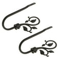 thumbnail image 1 of Colcolo 2 Pcs Curtain Holdback Leaf Shaped Wall Mounted Drapery Tiebacks Metal Decorative Window Drapery Holder Curtain Hook Black, 1 of 8