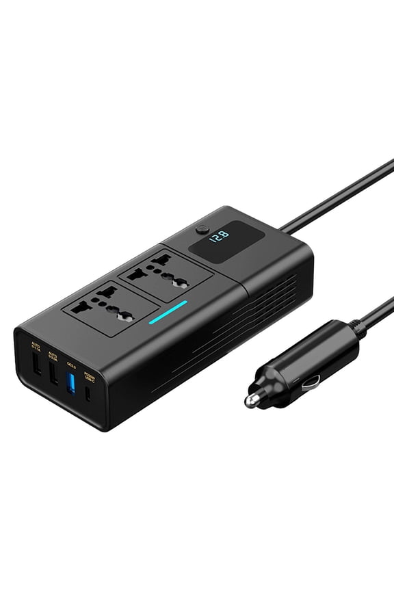 200W Car Power Accessory Car Safe Protection DC 12V to 110V 220V Black