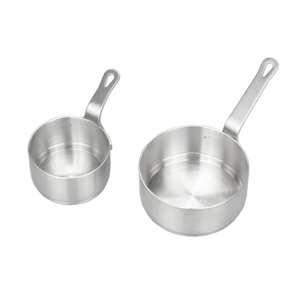 Colcolo 2Pcs Pan 50/100ml Small Milk Cooking Sauce Pot with Long Handle  Stainless Steel Mini Pan Coffee Butter Warmer Sauce Dipping Bowl for Home