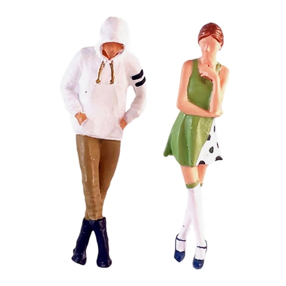 Colcolo 2x 1:64 Figures Set Miniature Pose Scene Resin Handpainted Model for Sand Table