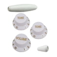 thumbnail image 1 of Colcolo 3 Pieces Guitar Single ROCKER Handle Cap Control Knobs DIY Guitar Accessories white and gold, 1 of 8
