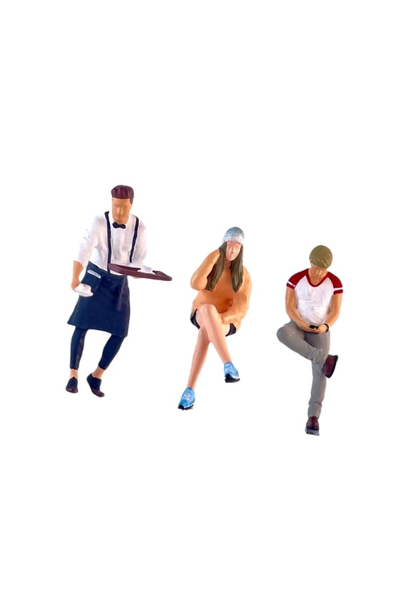 3Pcs 1/64 People Figures Diorama Character Figure for Micro Landscapes Decor