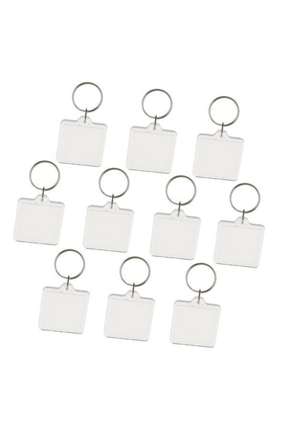5x10Pieces Square Blank Insert Photo Picture Frame Split Keychain 5 Pcs