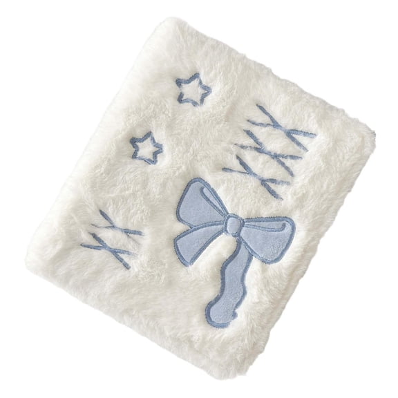 Colcolo A6 Cartoon Plush Photocard Album Funny Photocard Binder for Korean Idols Lovers white and blue