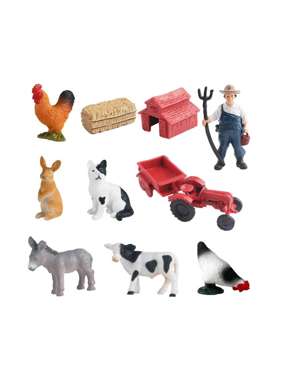 Mini Barn Farm Toys Playset Educational Toy for Kids Children 3-12 Years Old 10Pcs B