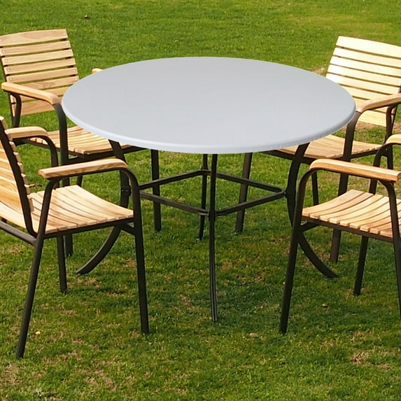 Colcolo Round Tablecloth, Elastic Stretch Tablecloth Polyester for Picnic, Camping, Dining, Indoor and Outdoor , Fits Round Tables up to 27" - 33" Diameter,White