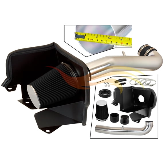 Cold Air Intake Airflow Inductions System with Heat Shield Kit + Filter Combo BLACK Compatible For 19-24 Ram 1500 3.6L V6 (Will not Fit Classic Model)